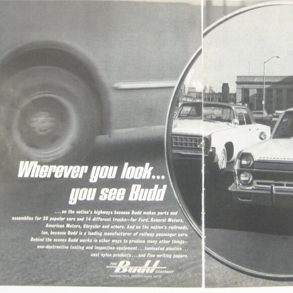 Vintage Budd Company 1966 Print Ad 2 Page Auto Truck Parts Rear View Mirror - Picture 2 of 2